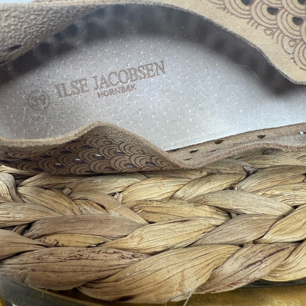 ILSE JACOBSEN Flats Tulip 139 Latte Tan Perforated Slip On Whipstitch Shoes - Picture 3 of 4